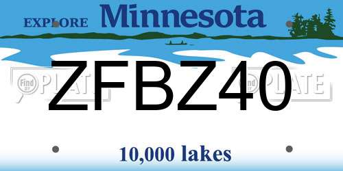 ZFBZ40 Minnesota License Plate