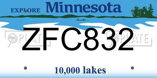 ZFC832 Minnesota License Plate