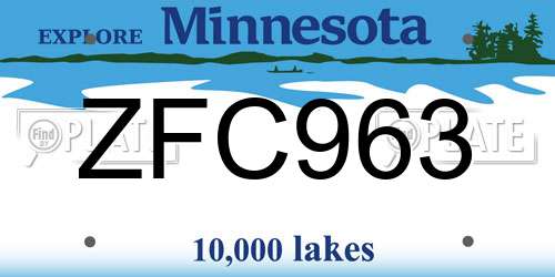 ZFC963 Minnesota License Plate
