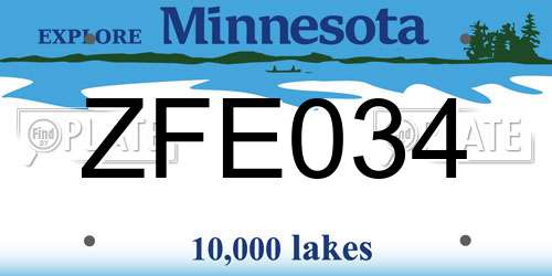 ZFE034 Minnesota License Plate
