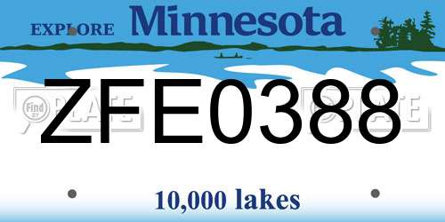 ZFE0388 Minnesota License Plate