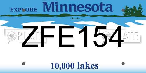 ZFE154 Minnesota License Plate