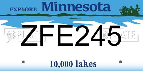 ZFE245 Minnesota License Plate