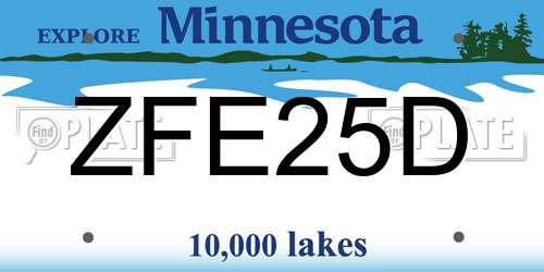 ZFE25D Minnesota License Plate