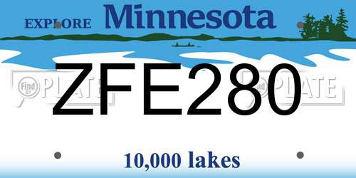 ZFE280 Minnesota License Plate