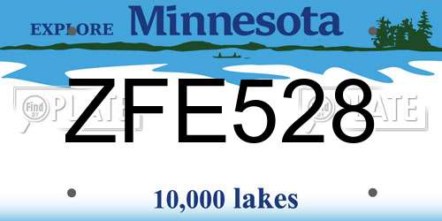 ZFE528 Minnesota License Plate