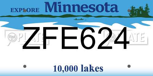 ZFE624 Minnesota License Plate
