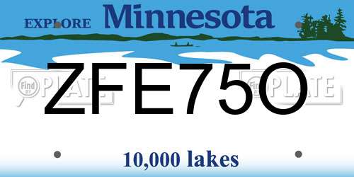 ZFE75O Minnesota License Plate