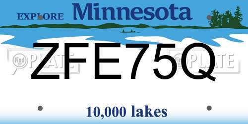 ZFE75Q Minnesota License Plate