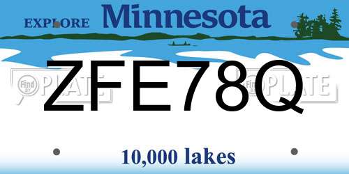 ZFE78Q Minnesota License Plate