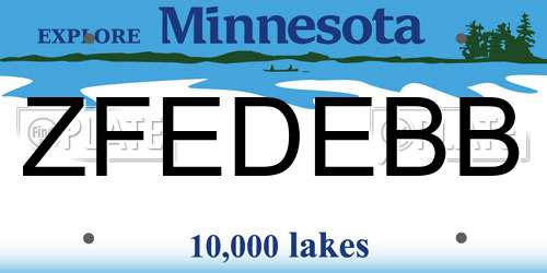 ZFEDEBB Minnesota License Plate