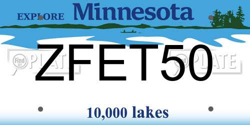 ZFET50 Minnesota License Plate