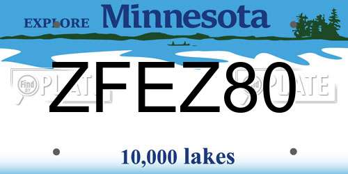 ZFEZ80 Minnesota License Plate