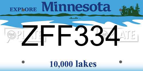 ZFF334 Minnesota License Plate