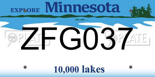 ZFG037 Minnesota License Plate