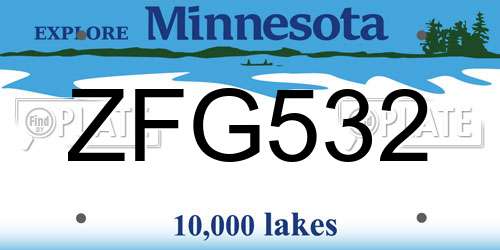 ZFG532 Minnesota License Plate