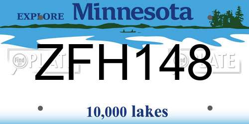 ZFH148 Minnesota License Plate