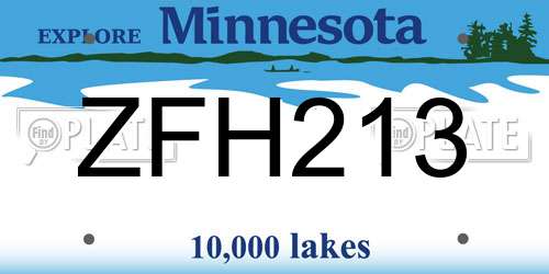 ZFH213 Minnesota License Plate