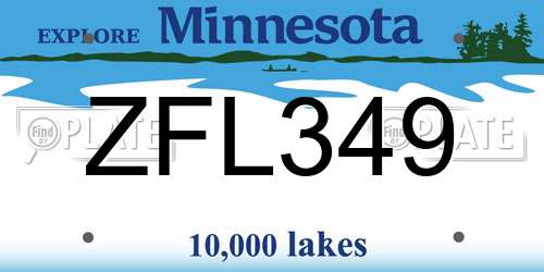 ZFL349 Minnesota License Plate