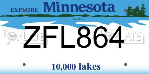 ZFL864 Minnesota License Plate