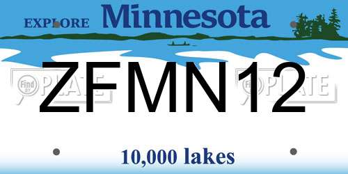 ZFMN12 Minnesota License Plate