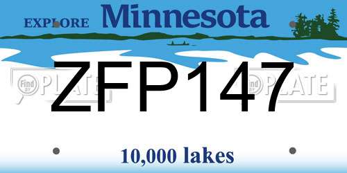 ZFP147 Minnesota License Plate