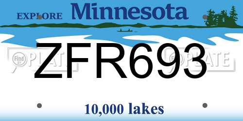 ZFR693 Minnesota License Plate