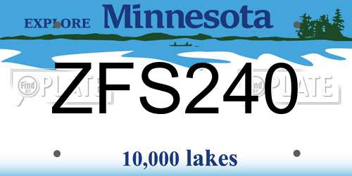 ZFS240 Minnesota License Plate