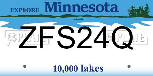 ZFS24Q Minnesota License Plate