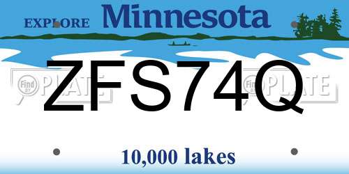 ZFS74Q Minnesota License Plate