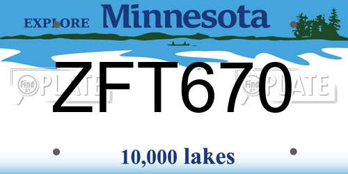 ZFT670 Minnesota License Plate