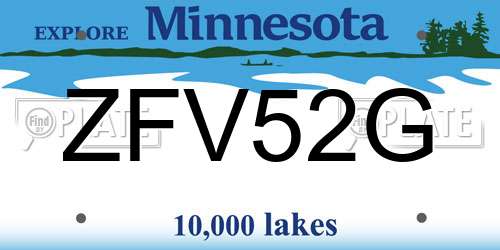 ZFV52G Minnesota License Plate