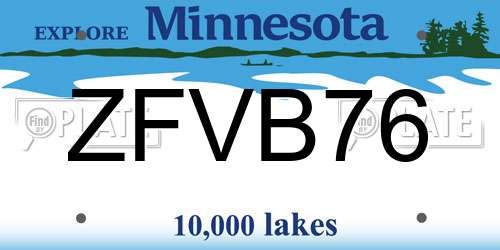 ZFVB76 Minnesota License Plate