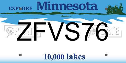 ZFVS76 Minnesota License Plate