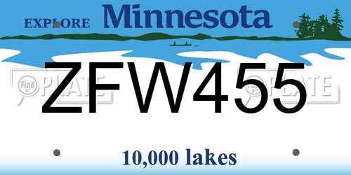 ZFW455 Minnesota License Plate