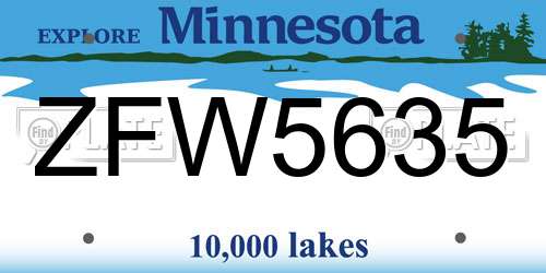 ZFW5635 Minnesota License Plate