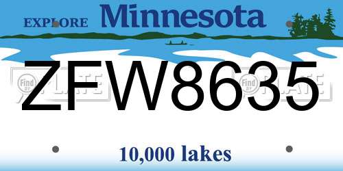 ZFW8635 Minnesota License Plate