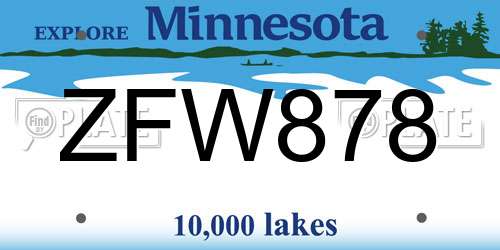 ZFW878 Minnesota License Plate