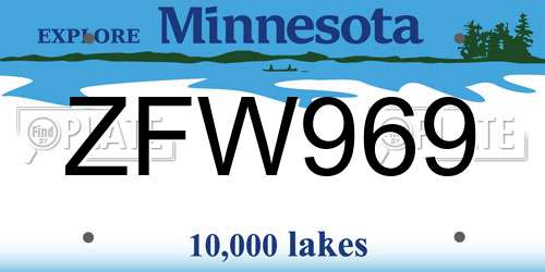 ZFW969 Minnesota License Plate