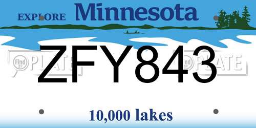ZFY843 Minnesota License Plate