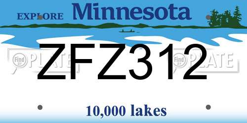 ZFZ312 Minnesota License Plate