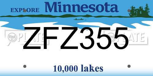 ZFZ355 Minnesota License Plate