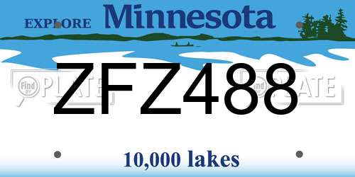 ZFZ488 Minnesota License Plate