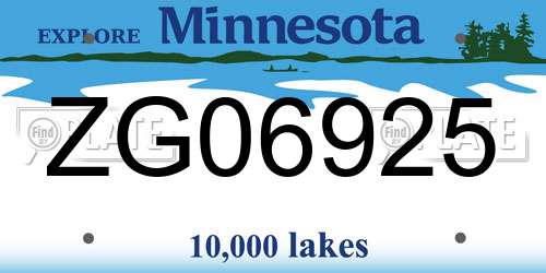 ZG06925 Minnesota License Plate