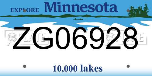 ZG06928 Minnesota License Plate
