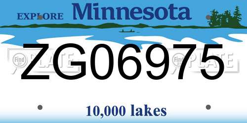 ZG06975 Minnesota License Plate
