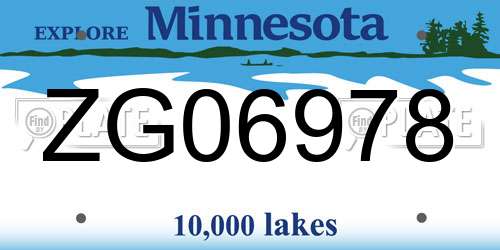 ZG06978 Minnesota License Plate