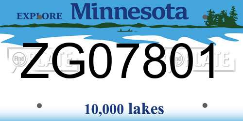 ZG07801 Minnesota License Plate