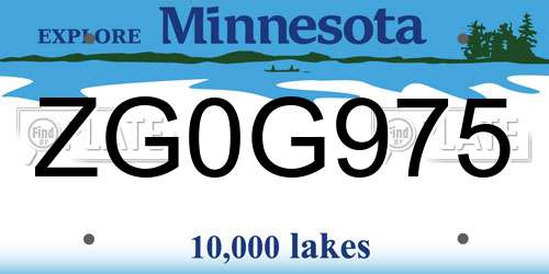 ZG0G975 Minnesota License Plate