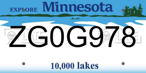 ZG0G978 Minnesota License Plate